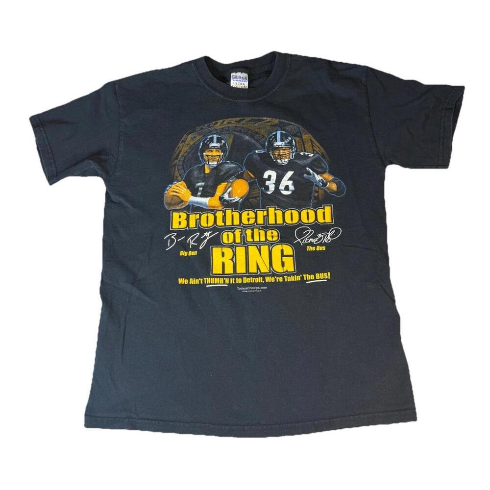 Vtg‎ Pittsburgh Steelers BROTHERHOOD OF THE RING T Shirt  Big Ben The Bus Medium